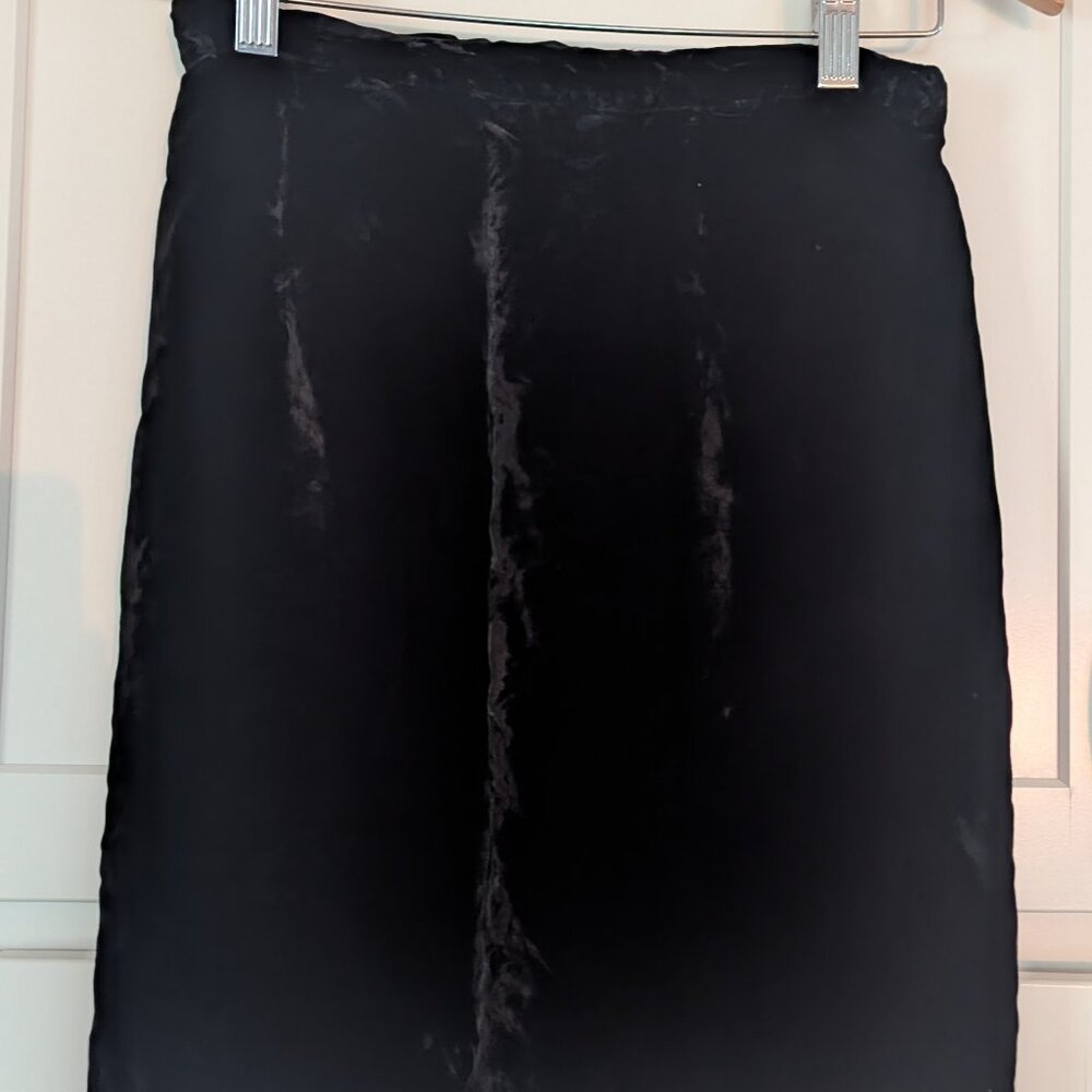 VTG Les Copains Black Velvet High Waist Mini Skirt Sz XS Lined Zip Soft 90s Y2K